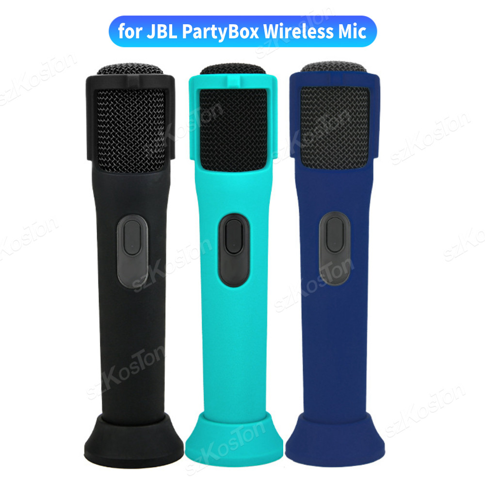 เคสซิลิโคนสําหรับ JBL PartyBox ไมโครโฟนไร้สายแบตเตอรี่ชาร์จ-2 แพ็ค,ป้องกันการม้วนป้องกันกรณีพร้อมฐาน Rod Mic แขนขาตั้งไมโครโฟนสําหรับ Disco Stage Party TV Sho
