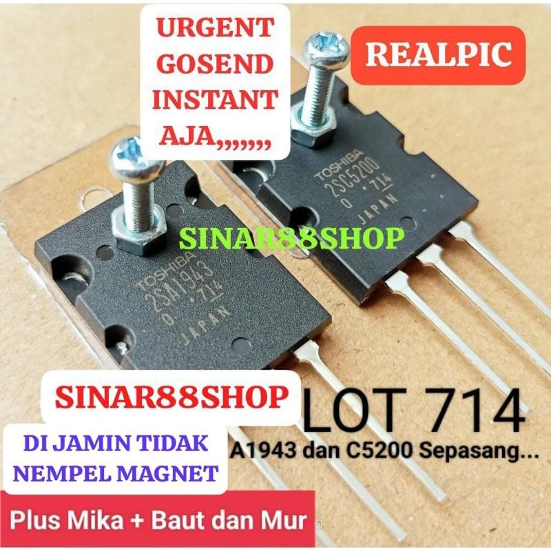 (PLUS MIKA BOLT NUT) ORIGINAL JAPAN LOT714 TOSHIBA 2SA1943 2SC5200 ORIGINAL SA1943 SC5200 A1943 C520