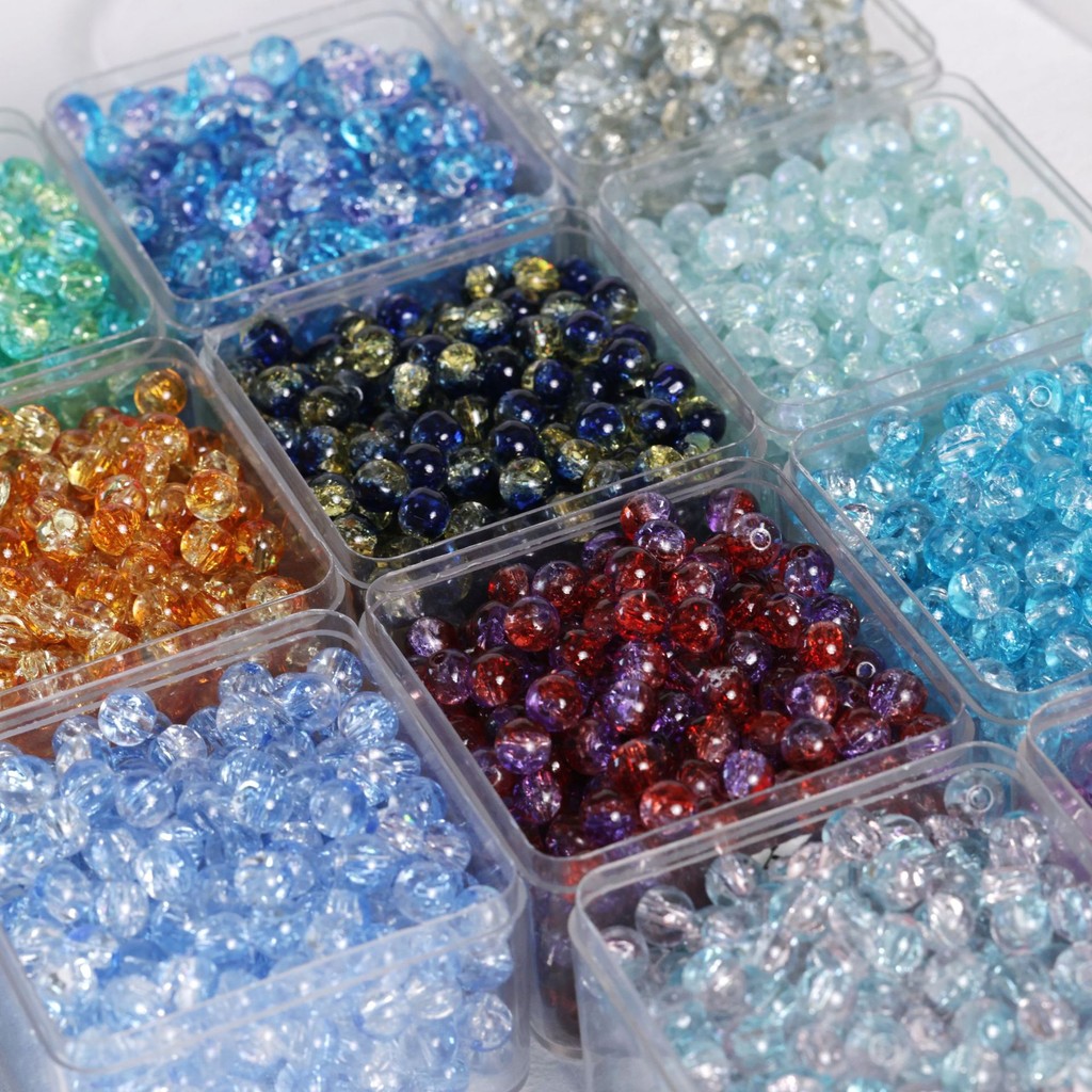 ลูกปัดแก้วแตกร้าวขนาด 8 มม. 20 ชิ้น ลูกปัดกลม วัสดุ DIY ลูกปัดแตกร้าวน้ำแข็งระเบิด วัสดุสำหรับสร้อยข้อมือ