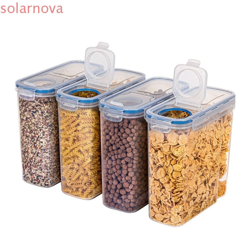 ภาชนะเก็บธัญพืช SOLARNOVA, ถังเก็บเมล็ดพืชโปร่งใสพลาสติก, ปิดผนึกที่ใช้งานได้จริง BPA ฟรีถังเครื่องจ่ายข้าวความจุขนาดใหญ่ Home