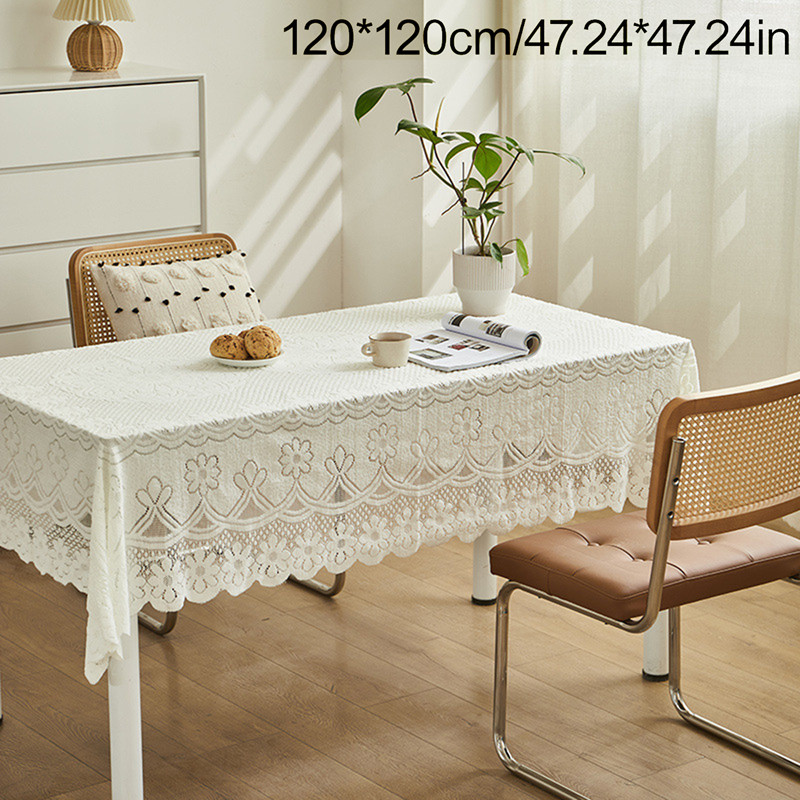 ผ้าปูโต๊ะทรงสี่เหลี่ยมลูกไม้สำหรับตกแต่งบ้าน โต๊ะกาแฟ ผ้าคลุมโต๊ะ ผ้าคลุมห้องนั่งเล่น สไตล์วินเทจ