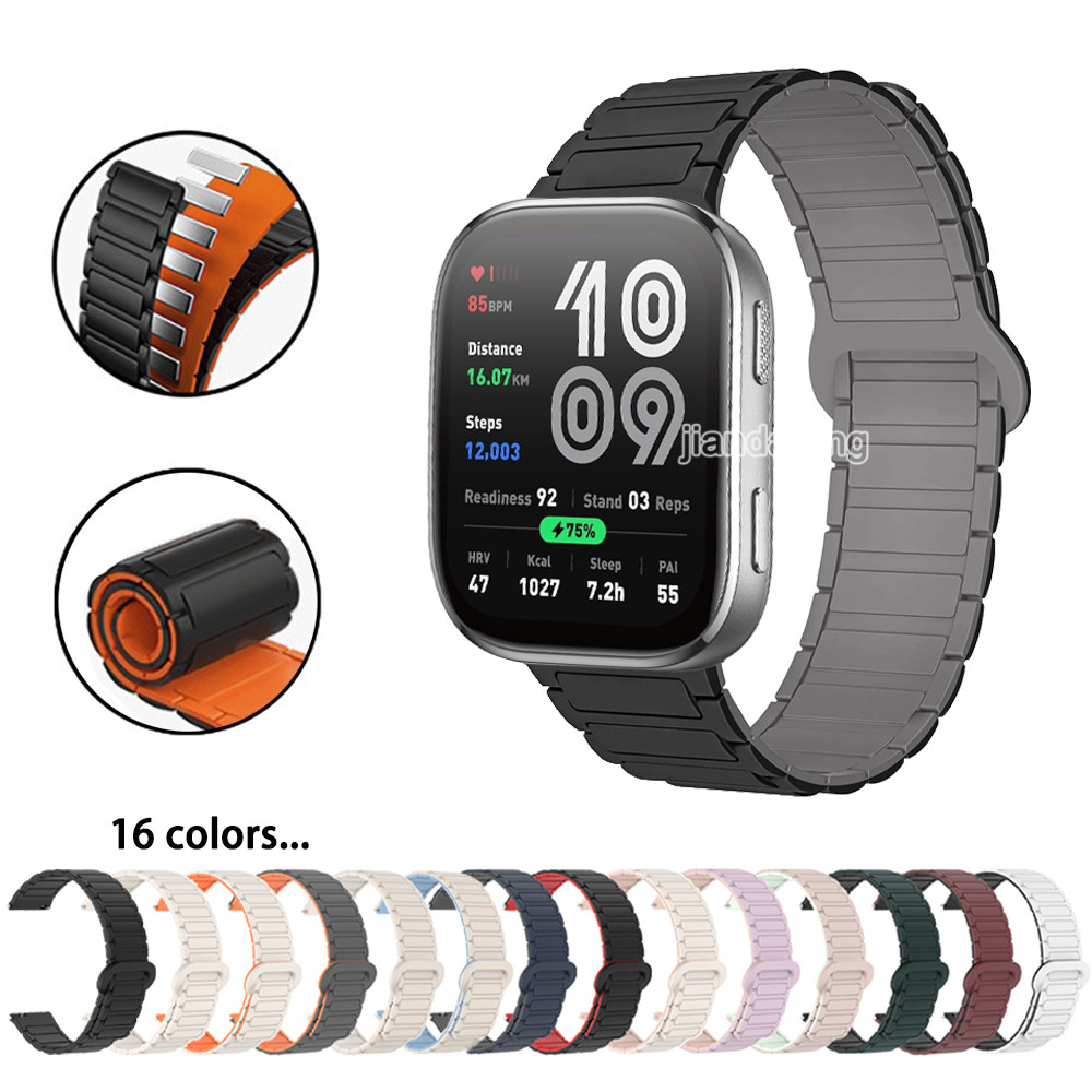 ซิลิโคนกันน้ําสายรัดแม่เหล็กสําหรับ Huami Amazfit Bip 6 5 Bip 3 pro GTS 4 Mini GTR 47 มม.42 มม.GTR 3 pro GTR4