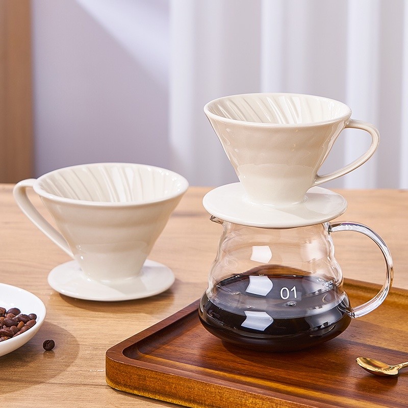 V60 Black and White Ceramic Coffee Filter - Coffee Dripper Ceramic Black หรือ White - Coffee Filter