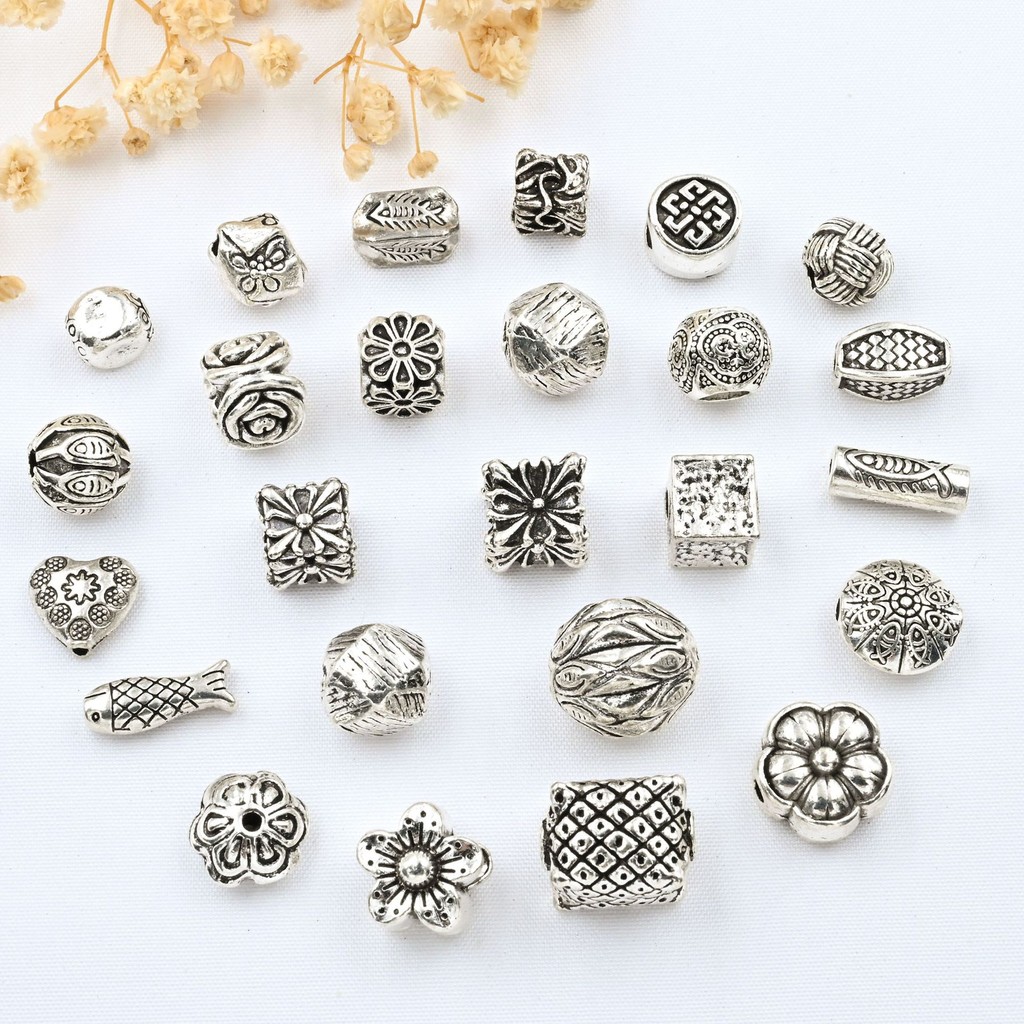 Spacer ลูกปัดเงินโบราณ diy อุปกรณ์เสริม