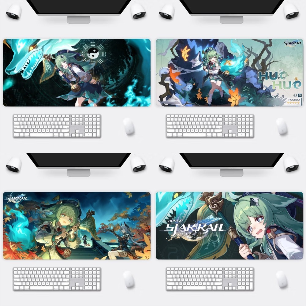 Honkai Star Rail Huohuo แผ่นรองเมาส์สํานักงานขนาดใหญ่ Mousepad PC เกมคอมพิวเตอร์คีย์บอร์ดยาง Anti-Slip Mice Mat