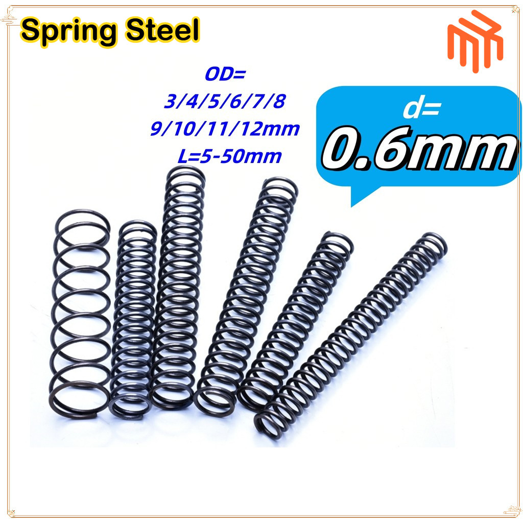 [MX1] สปริงกด-สปริงดัน สปริงอัด สปริงดันทั่วไป เหล็กสปริง 65Mn / 65mn Spring Steel Compression Spring d0.6mm * OD3-12mm * L5-50mm Strong Pressure Return Spring Compression Spring Anti-fatigue