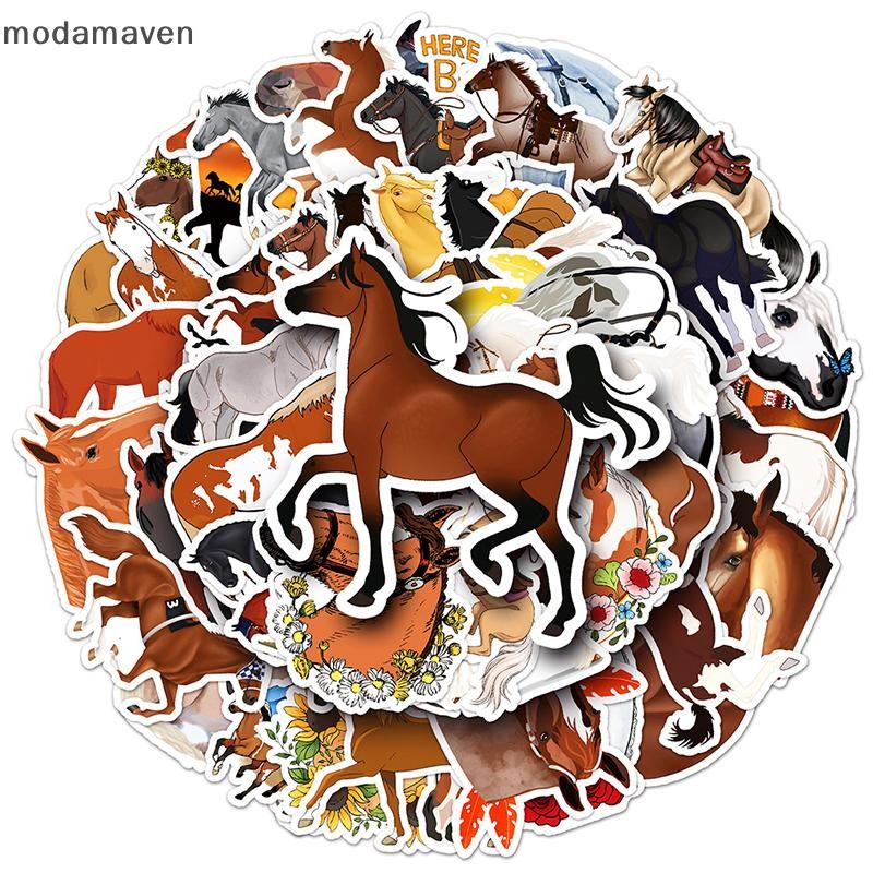 [modamaven] 50 ชิ้นการ์ตูนสัตว์ม้าสติกเกอร์ของเล่นเด็กสติกเกอร์เครื่องเขียนแล็ปท็อปตกแต่ง [TH]
