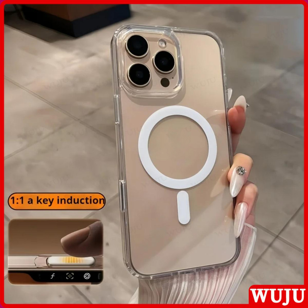 WUJU เคสใสอะคริลิค เข้ากันได้กับ เคส เข้ากันได้สำหรับ เคสไอโฟน Case Compatible For iPhone 16 Pro Max และ 16 Plus เคสปุ่มถ่ายรูปควบคุมกล้องแบบใส, กันกระแทก, เคสโทรศัพท์แม่เหล็ก, ฝาครอบ
