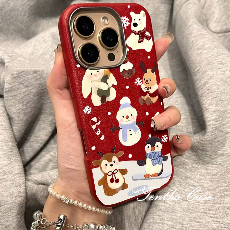 SAMSUNG สําหรับsamsung A16 A06 A35 A25 A15 A55 A05 A04 A03 A54 A53 A52 A50 A32 A34 A23 A22 A14 A13 A12 A11 Jellycat Christmas Snowmanฝาครอบเลนส์นุ่มเคสโทรศัพท์