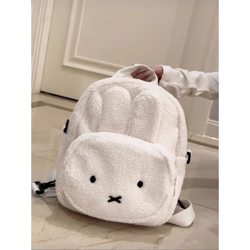 ญี่ปุ่นฤดูใบไม้ร่วงและฤดูหนาวใหม่การ์ตูนน่ารัก Miffy กระต่ายหมีขนแกะกระเป๋าเป้สะพายหลังกระเป๋าเป้สะพายหลังขนาดเล็กสำหรับเด็กผู้หญิง