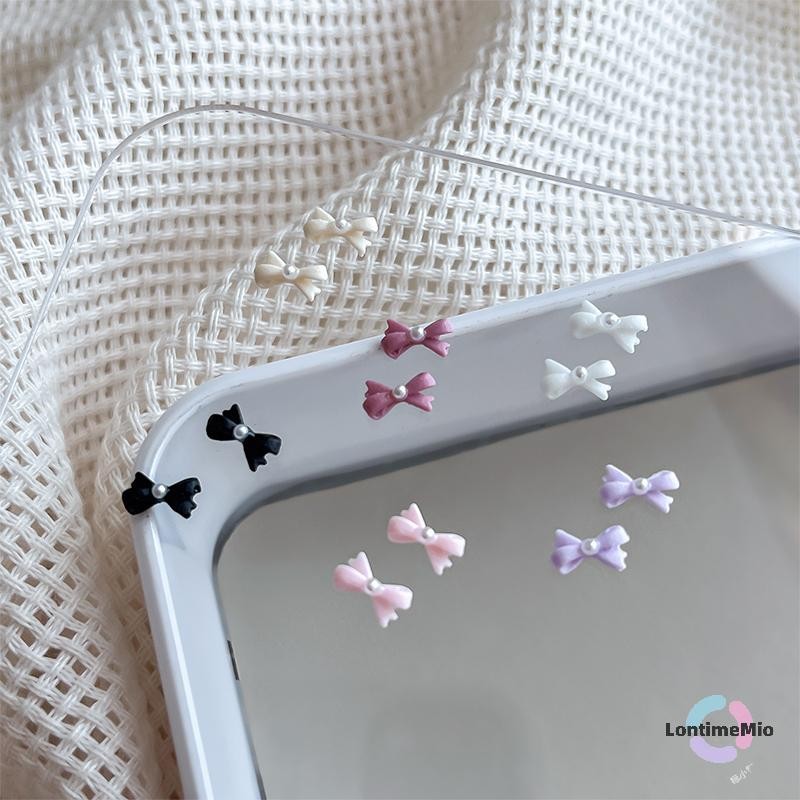 LontimeMio] 10 ชิ้นริบบิ้นสีฟ้า Bowknot โบว์เพิร์ลเล็บ Diy เล็บอุปกรณ์เสริมตกแต่ง Ch ใหม่