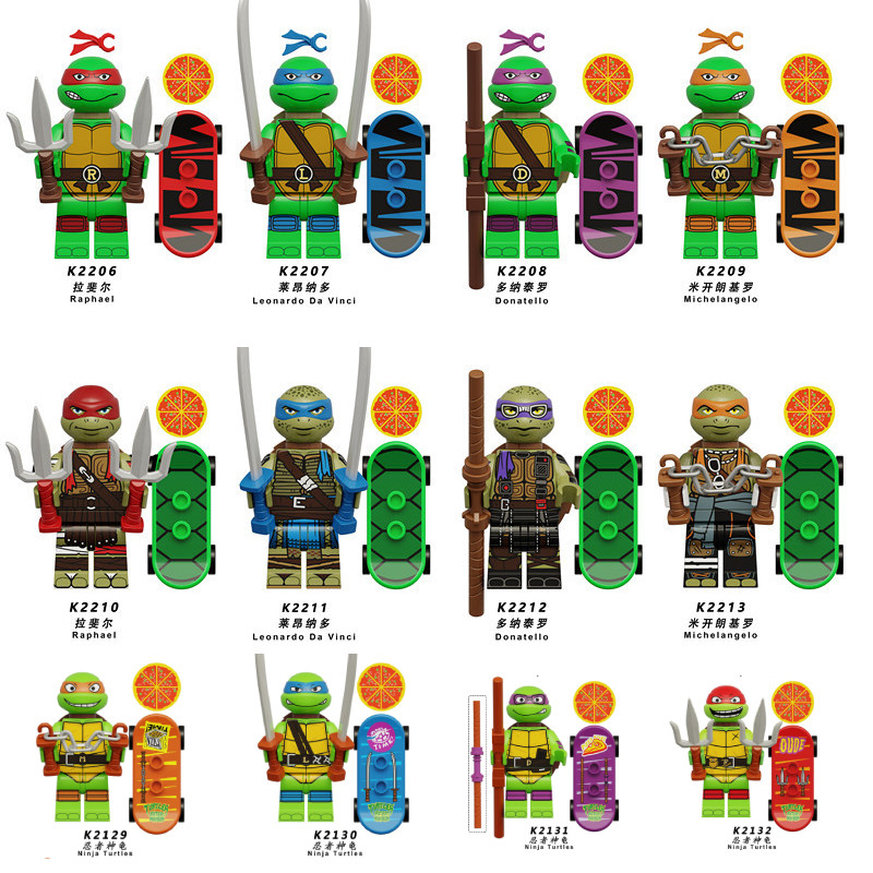 Ninja Turtles Leonardo Da vincl บล็อกตัวต่อ Michelangelo ตัวเลขของเล่น Minifigures