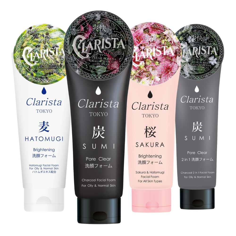 Clarista Tokyo Sumi Pore Clear Charcoal Facial Foam 130g/150g คลาริสต้า โตเกียว โฟมล้างหน้า ชาร์โคล