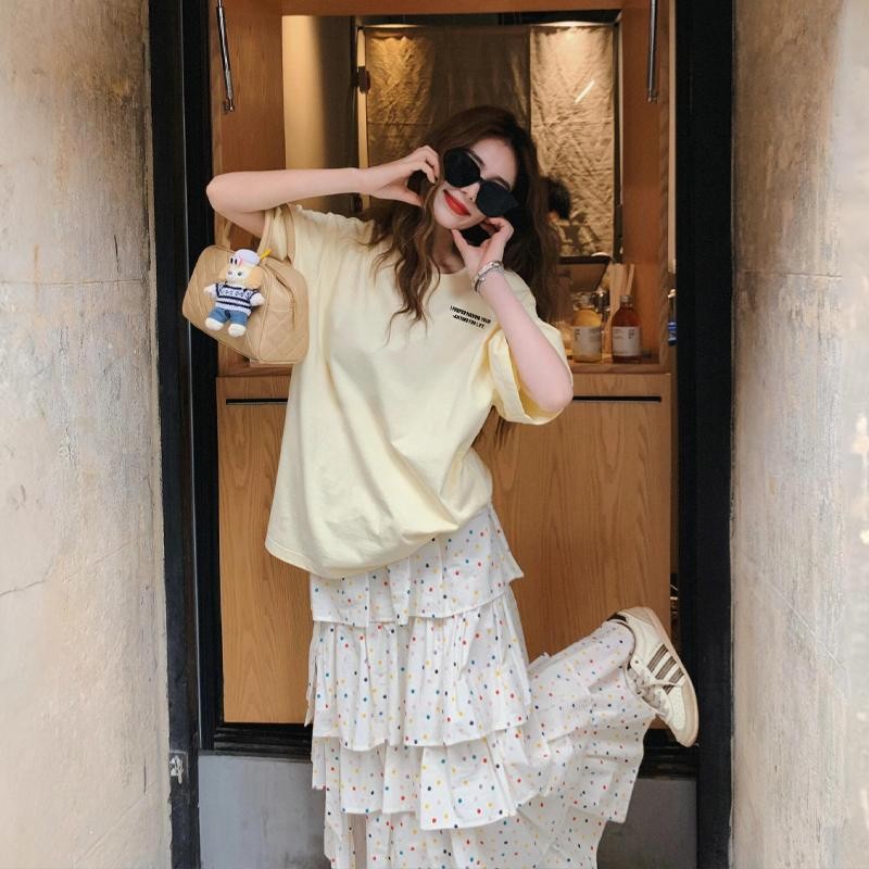 【ส่งจากไทย】 แขนสั้น พิมพ์ลายคอกลม เสื้อยืดแฟชั่น Oversize เสื้อยืด ผ้านุ่มสบาย ผู้หญิง Tshirt Clothing Women Lady