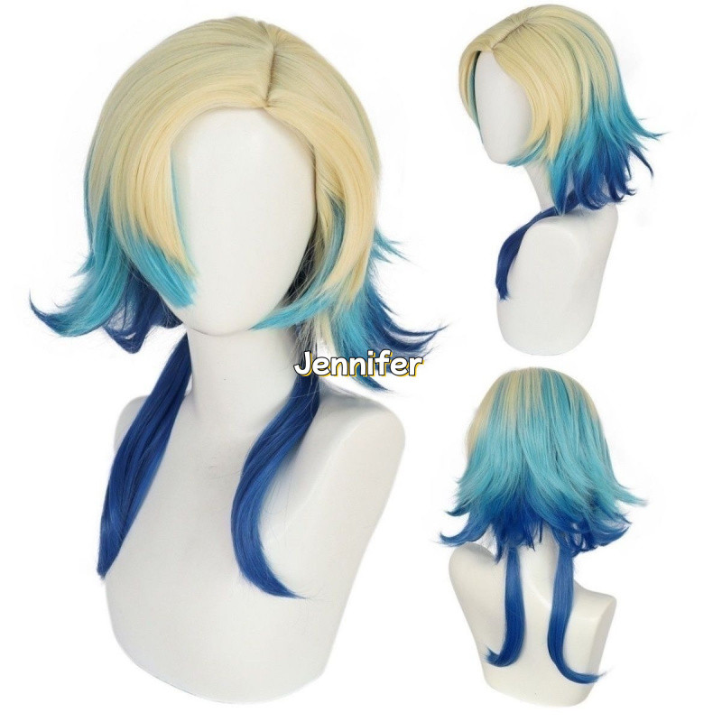 Anime Blue Lock Michael Kaiser Cosplay Wig 55cm Mixed Color Wigs Anime Wig Simulation Scalp Heat Res