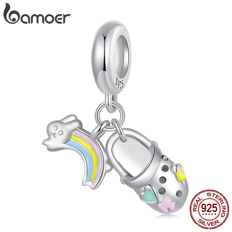 Bamoer 925 Sterling Sliver Charm Rainbow รองเท้าลูกปัดจี้ของขวัญ DIY สําหรับสร้อยข้อมือ