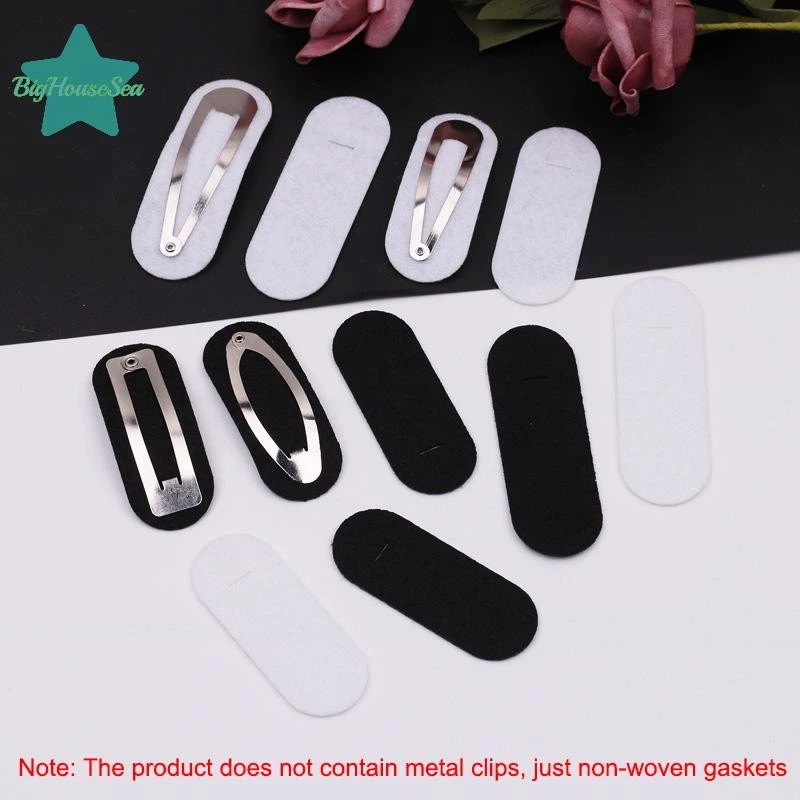 [BigHouseSea] 100pcs รูปไข่ไม่ทอ Tear Drop คลิป snap spacers สี่เหลี่ยมผืนผ้า Felt pads แพทช์ appliques สําหรับสี่เหลี่ยมผืนผ้า hairpins อุปกรณ์เสริมใหม่