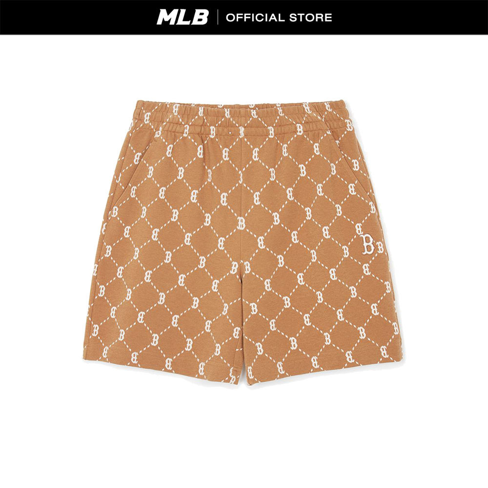 MLB กางเกงขาสั้น ยูนิเซ็กส์ Jacquard Dia Monogram รุ่น 3ASPM0144 43CAS สีน้ำตาล