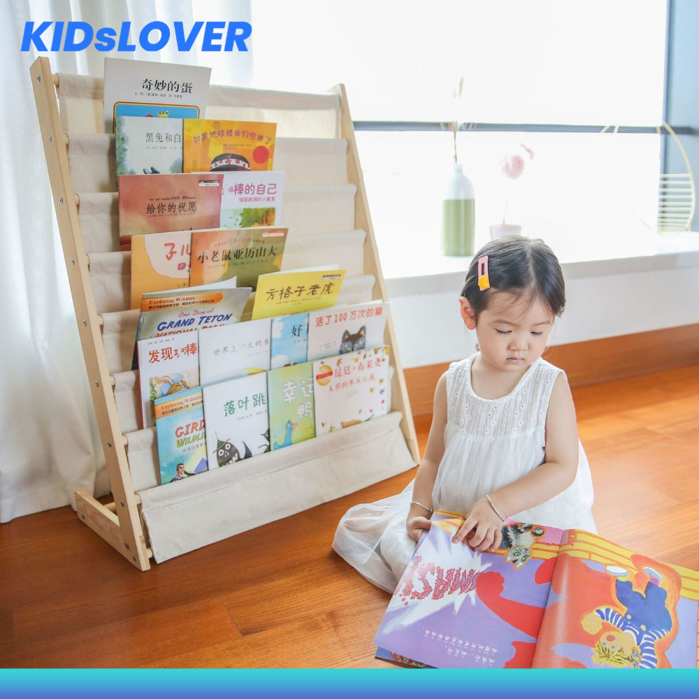Kidslover ชั้นวางหนังสือภาพ สำหรับเด็ก สไตล์มินิมอล เคลื่อนย้ายได้