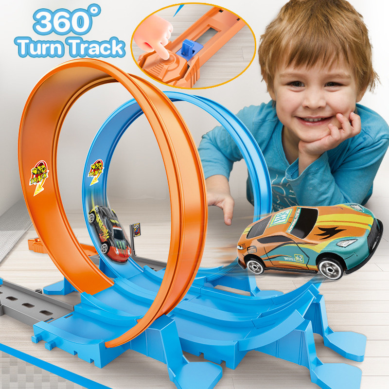 360 ํ Turn Track ชุดรางแข่งยกระดับ รถตีลังกา รถของเล่น รางรถแข่ง Hot Wheels Double Loop