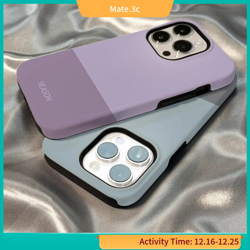 Two-in-one ใหม่ เคสโทรศัพท์มือถือแบบแข็ง ฟิล์มสีตัดกัน พรีเมี่ยม สําหรับ Iphone 15promax 14 13 12 xsm 8 8D9G