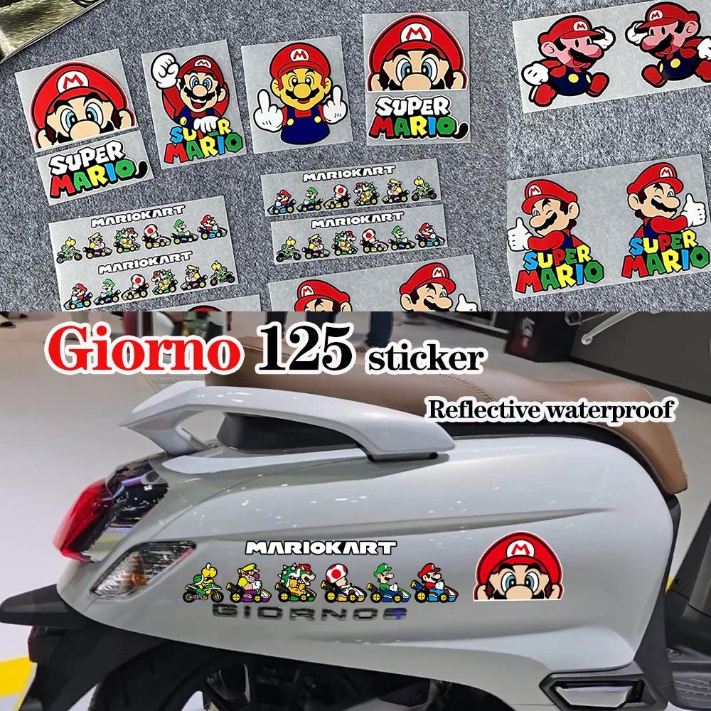 Mario สติ๊กเกอร์ Super Mario MARIOKART การ์ตูนรถจักรยานยนต์สกู๊ตเตอร์ HONDA Giorno125 สติ๊กเกอร์ตกแต่งสติ๊กเกอร์กันน้ําสะท้อนแสง