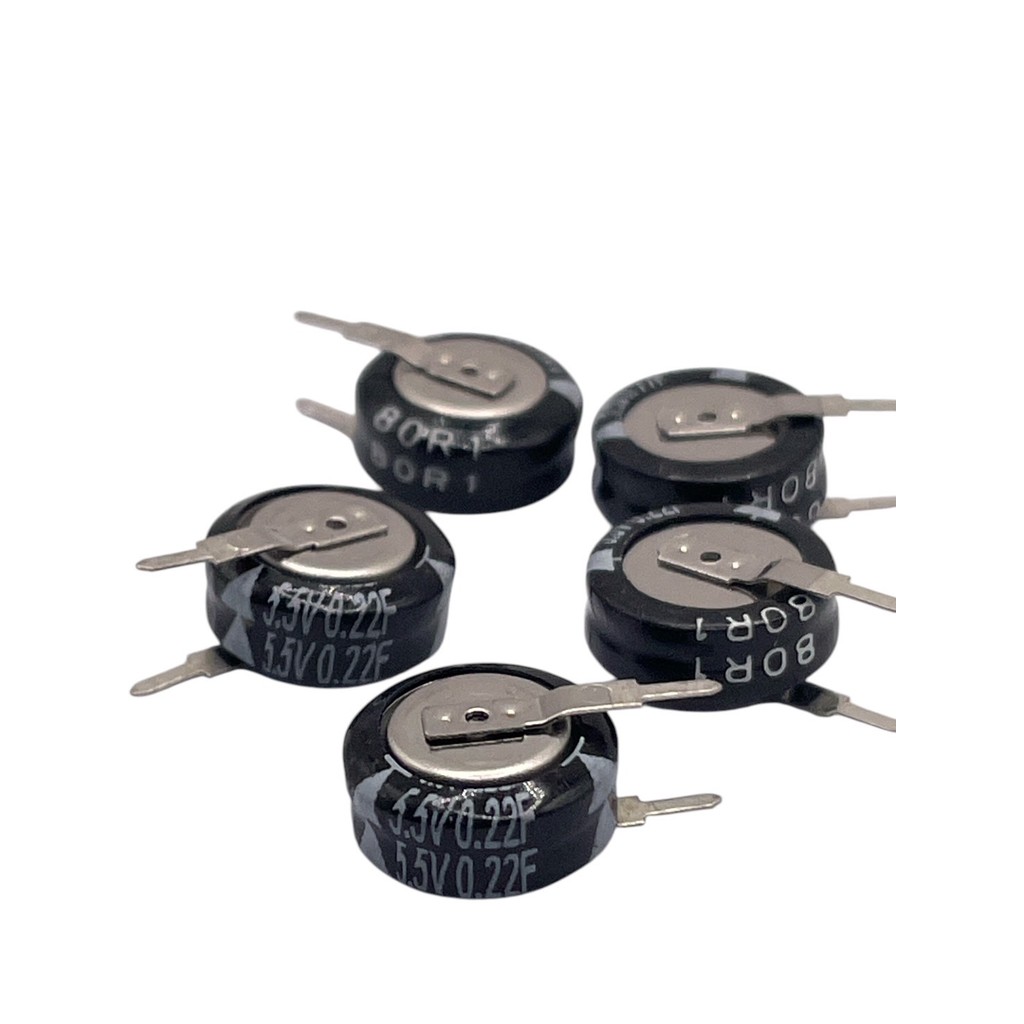 ถ่าน 2ขา Super capacitor 5.5V 0.22F Button Farad capacitor พร้อมส่ง สีดำ อย่างดี จัดส่งสินค้าทุกวัน