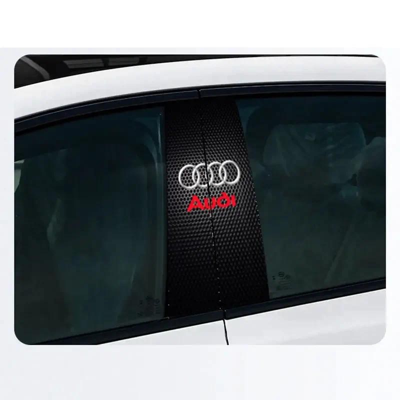 สติกเกอร์รถ B-Pillar คอลัมน์ตกแต่งฝาครอบ Decals Accessorie สําหรับ Audi A4 B5 B6 B7 8P 8V 8L A5 C7 A
