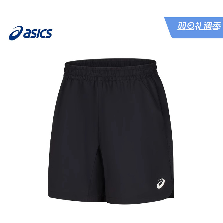 ASICS เอสิค กางเกงขาสั้นผู้ชายยืดหยุ่น เชือกรูด ดูดซับความชื้นแห้งเร็วสบายๆกีฬาหลวมและสบายกางเกงขาสั้นวิ่ง