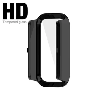 กรณีพีซีแก้วนิรภัย for Mi Band 9 Active / Redmi Band 3 Anti Gores พลาสติกแข็งกันชนป้องกันหน้าจอครอบคลุมกันชนเต็ม