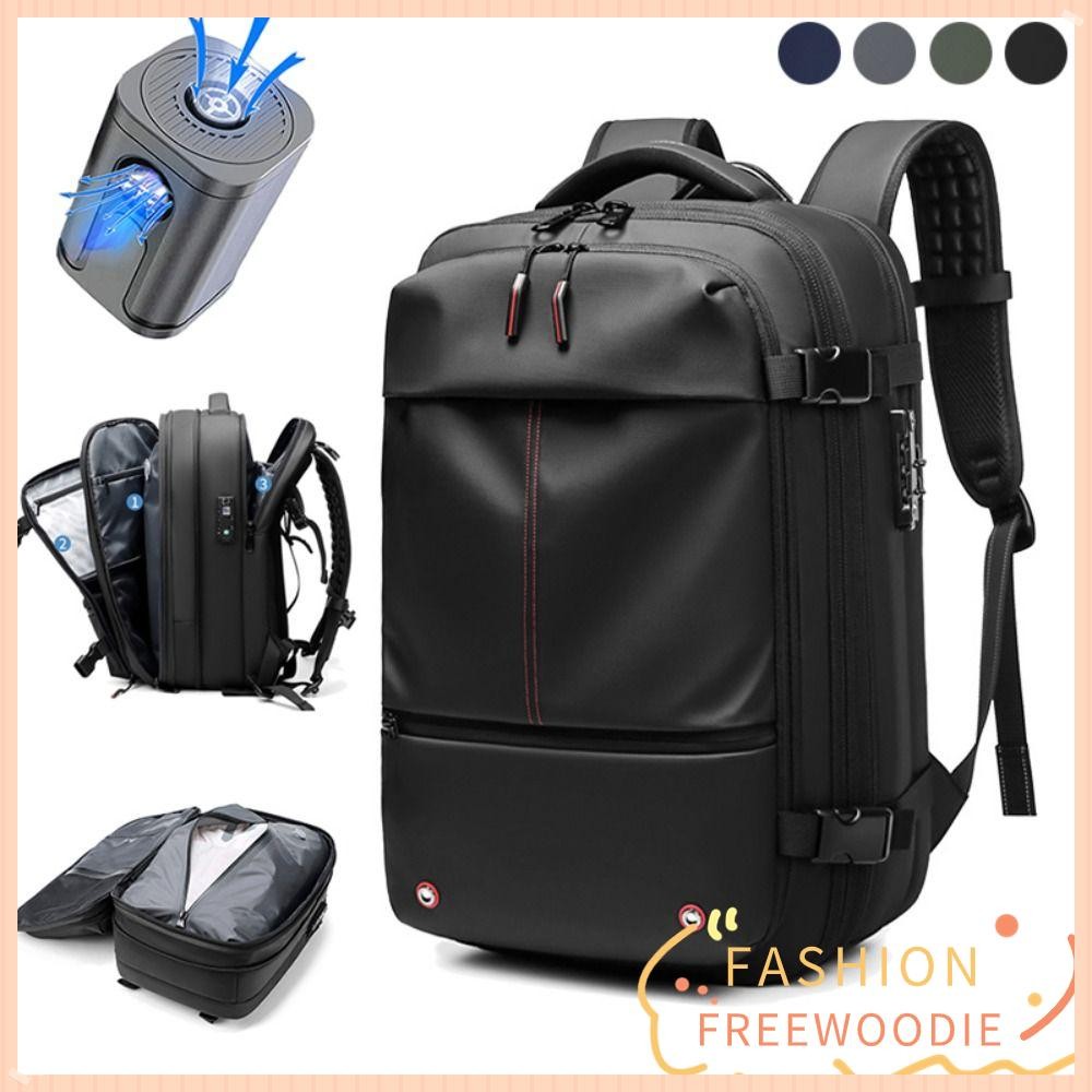 Freewoodie กระเป๋าสะพาย, กระเป๋าเป้ Airpack 60L, การบีบอัดสูญญากาศอเนกประสงค์ Anti-Theft Lock ขยาย 17in กระเป๋าคอมพิวเตอร์แล็ปท็อปเดินทางธุรกิจ