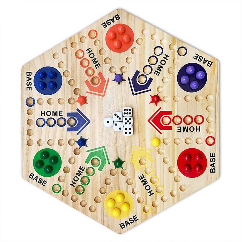 Marbles Board Game with 6 Dice and 30 Marble Balls Double-sided Board Game