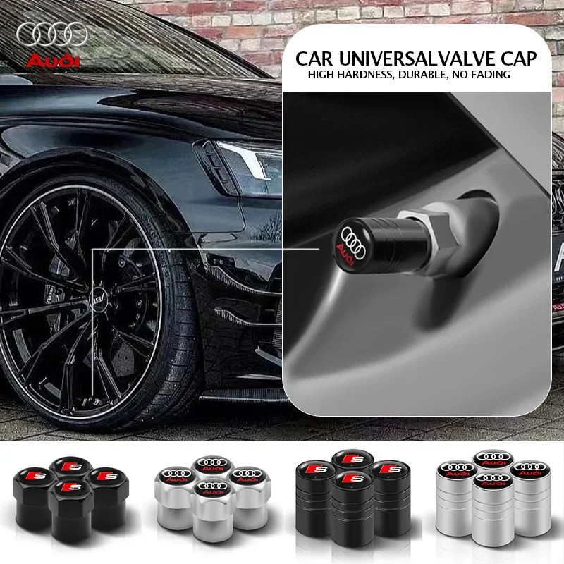 4Pcs Car Styling 3D Aluminum Metal Car Wheel Tire Air Valve Caps Cover For Audi A3 A4 b6 b8 b7 A6 A8