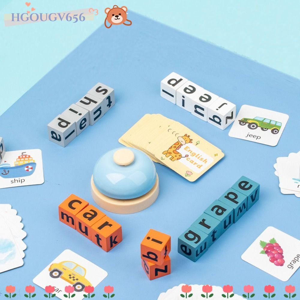 HGOUGV656 การเรียนรู้ภาษาอังกฤษ Building Blocks, ไม้ PK Memory Challenge Spell Word ของเล่น, Letter Cognitive Early Learning ของเล่นเพื่อการศึกษาเด็ก