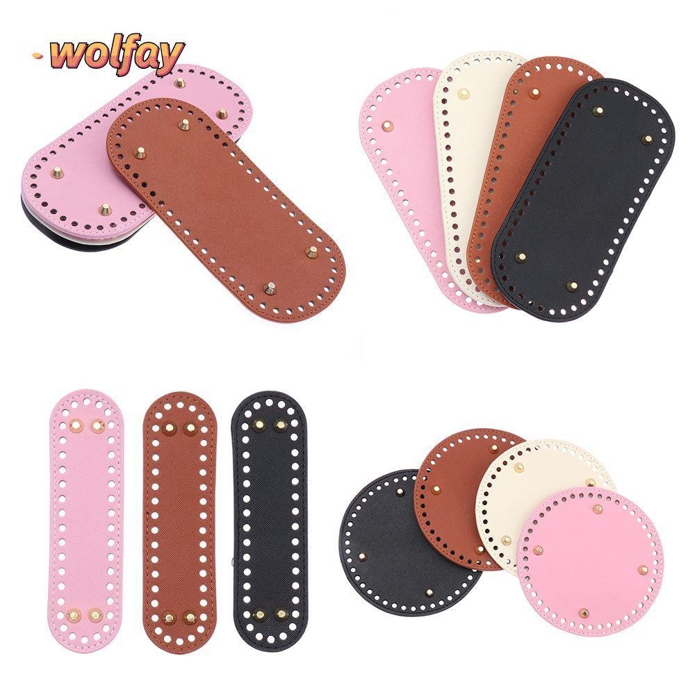 WOLFAY ก้นกระเป๋าแบบยาว หนัง PU, ก้นกระเป๋าโครเชต์ DIY ทำมือ, สำหรับกระเป๋าถัก