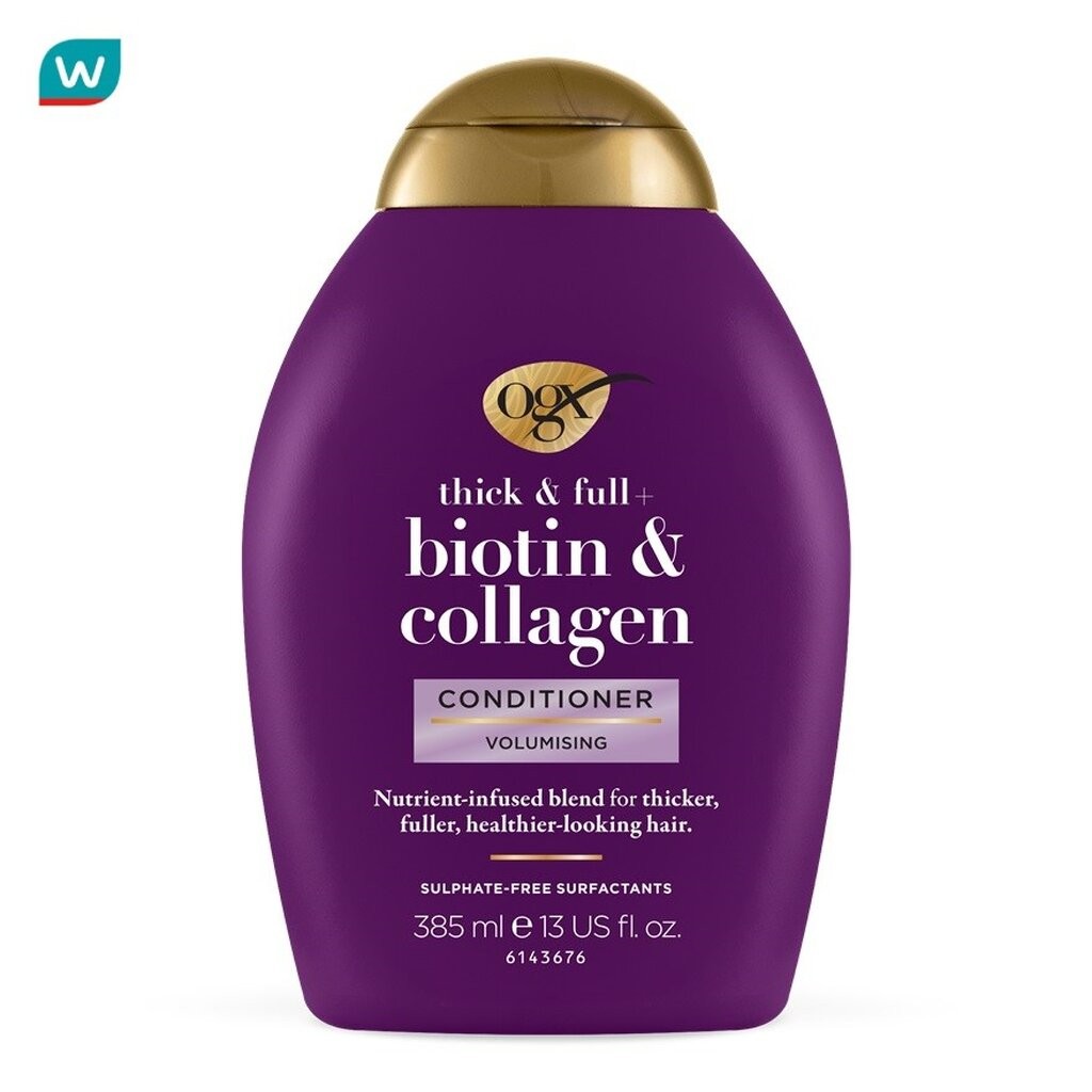 OGX โอจีเอ็กซ์ คอนดิชันเนอร์ ติ๊ก แอนด์ ฟูล + ไบโอติน แอนด์ คอลลาเจน 385 มล.