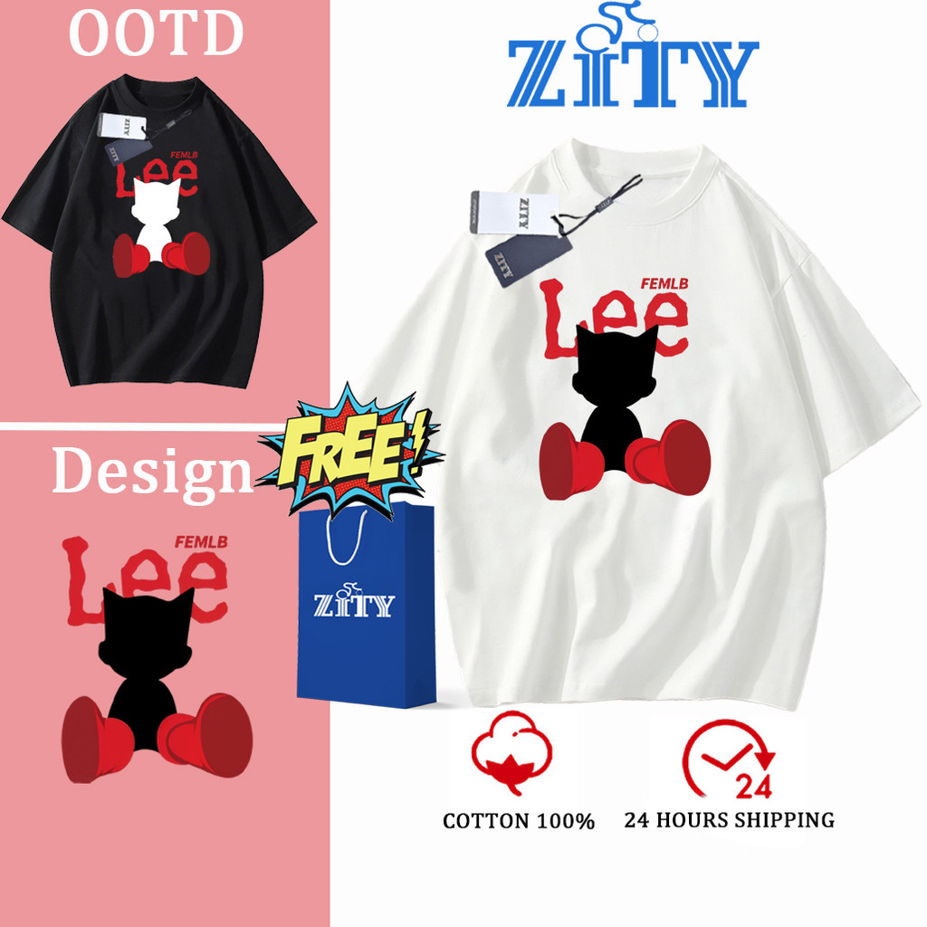 ✨ผ้าฝ้าย 100% ✨เสื้อยืดแขนสั้น ZITY แฟชั่นพิมพ์ลาย NASALEE Same Design, Unisex, เสื้อผ้าสตรีท, PODL1