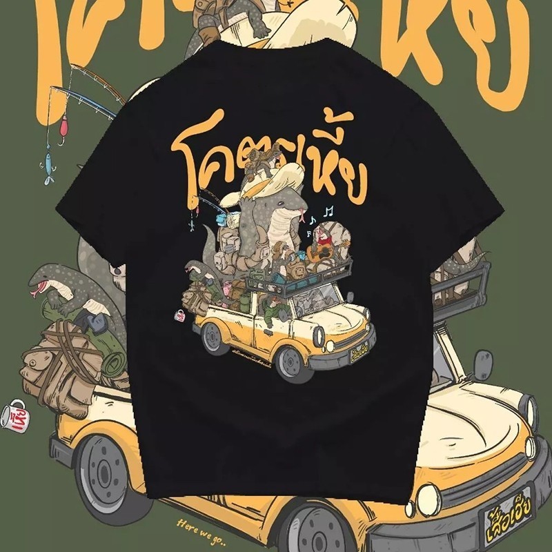 (จัดส่งตลอด 24 ชั่วโมง)Fanfei เกรดพรีเมียม เสื้อคอตตอน100% ไม่หดตัว ใส่สบาย การ์ตูนน่ารัก ลาย "Snake cart"