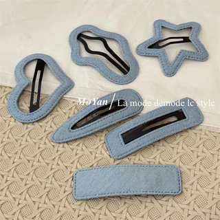 เวอร์ชั่นเกาหลี Simple Denim Art bb Clip Love Bangs Side Clip กิ๊บติดผม