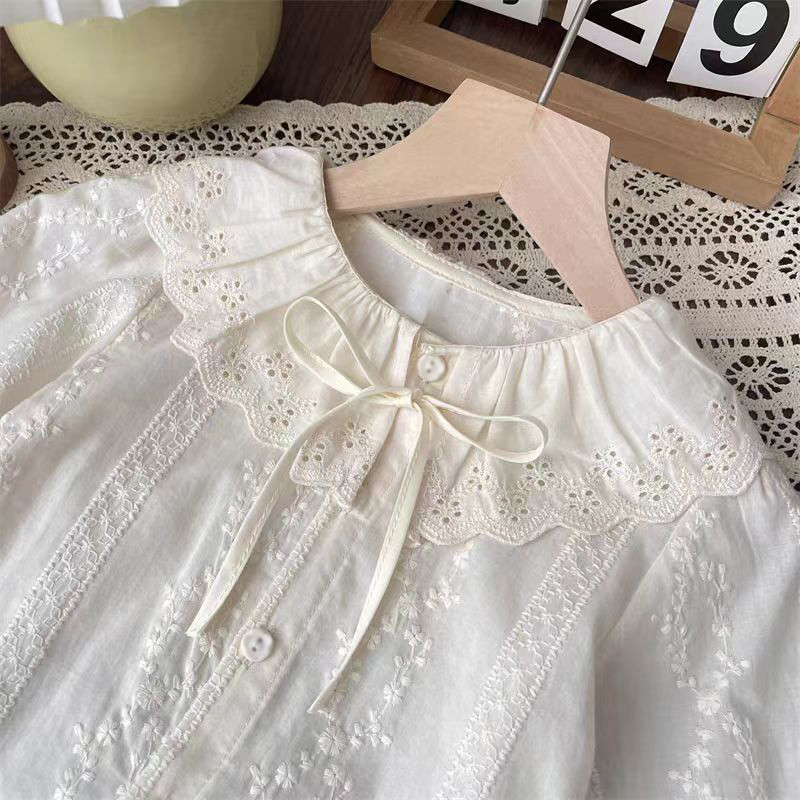 ฤดูใบไม้ผลิและฤดูใบไม้ร่วง เสื้อเชิ้ตคอปกลูกไม้สำหรับเด็กผู้หญิง เสื้อแขนยาวสำหรับเด็ก เสื้อเบสสำหรับเจ้าหญิง - รูปที่ 2