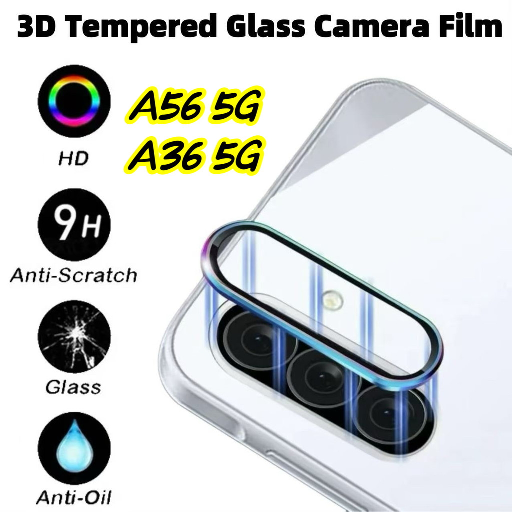 ฟิล์มกันกล้องวงแหวนขอบโลหะ สำหรับ Samsung A56 5G/A36 5G กันรอยกล้อง ตัวป้องกันฝาครอบเต็ม กระจกนิรภัย – โปรปัง