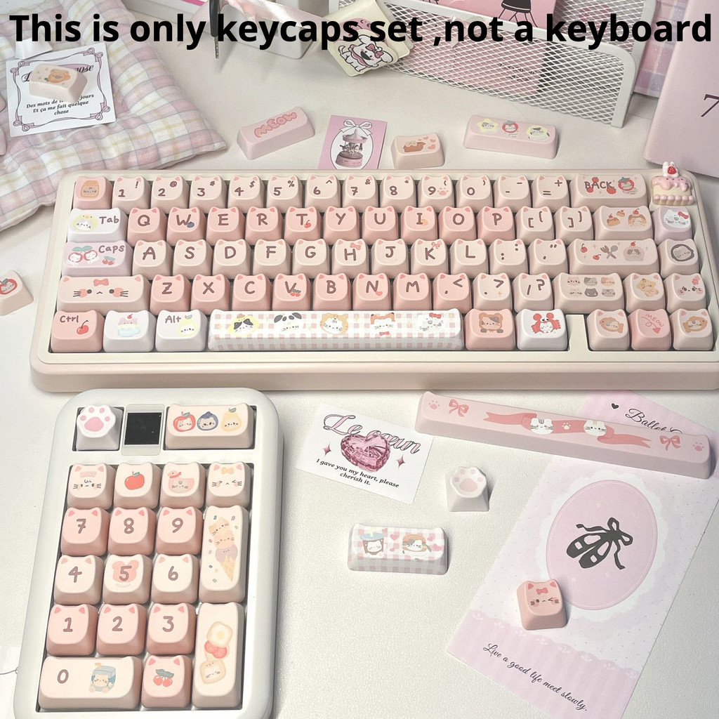 Thai Language PBT Keycap MAO หมวก Meow Meow ระเหิดบุคลิกภาพสร้างสรรค์น่ารัก Keycap ปรับให้เข้ากับ 61/64/67/68/71/75/78/82/84/87/96/98/100/104/108