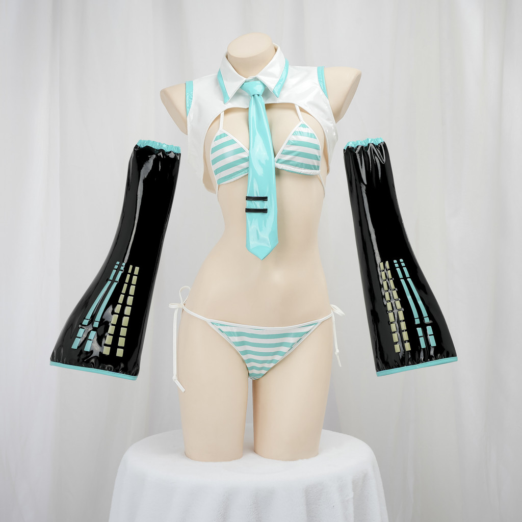 Ready StockHatsune Miku ชุดว่ายน้ําบิกินี่อะนิเมะการ์ตูน Cos เครื่องแต่งกายบอดี้สูท