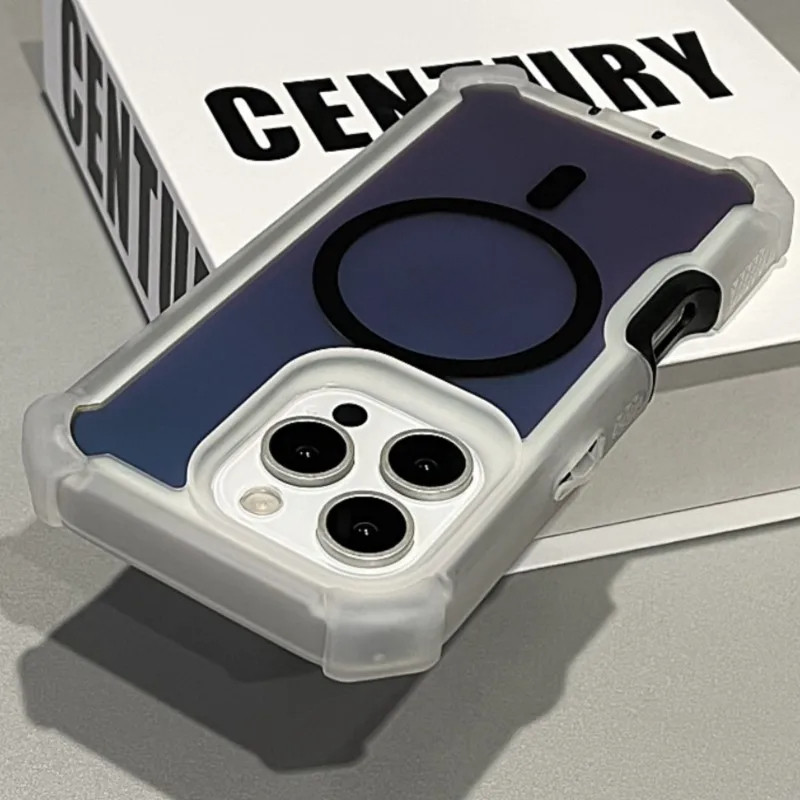Heavy-Duty Hard PC กรณีสะท้อนแสงสําหรับ iPhone 16 15 14 13 Pro Max Plus Magnectic ไร้สายชาร์จป้องกัน Defender ฝาครอบ