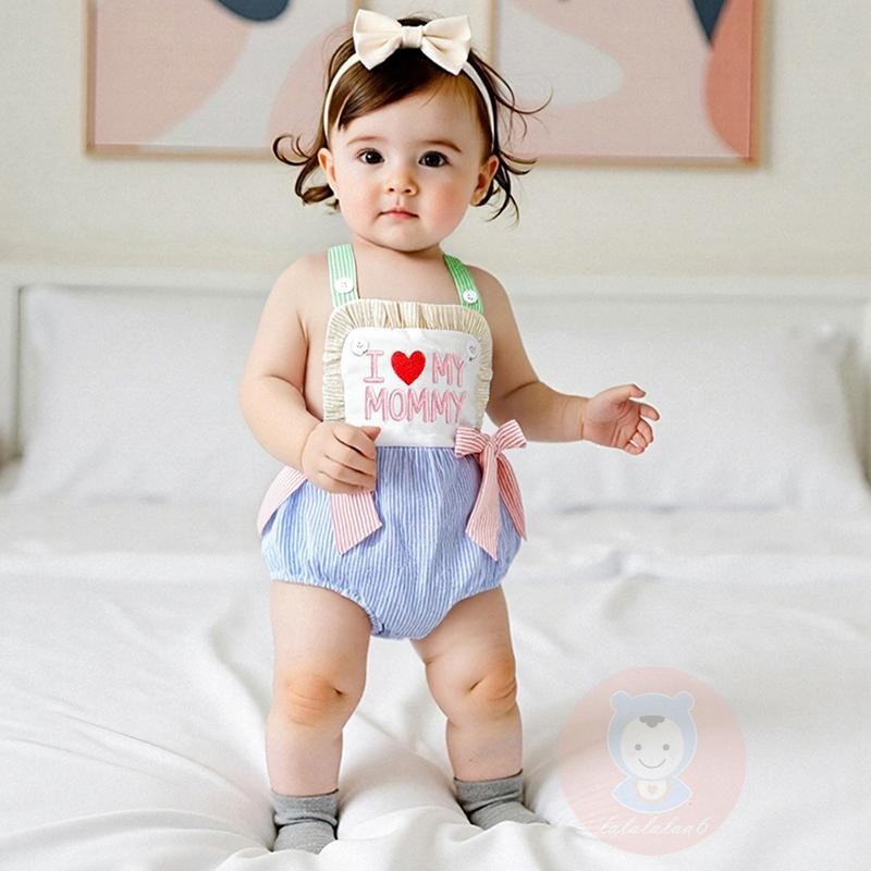 LAA6-ชุดรอมเปอร์พิมพ์ลายรอมเปอร์แขนกุดคอสี่เหลี่ยมสําหรับเด็กทารก