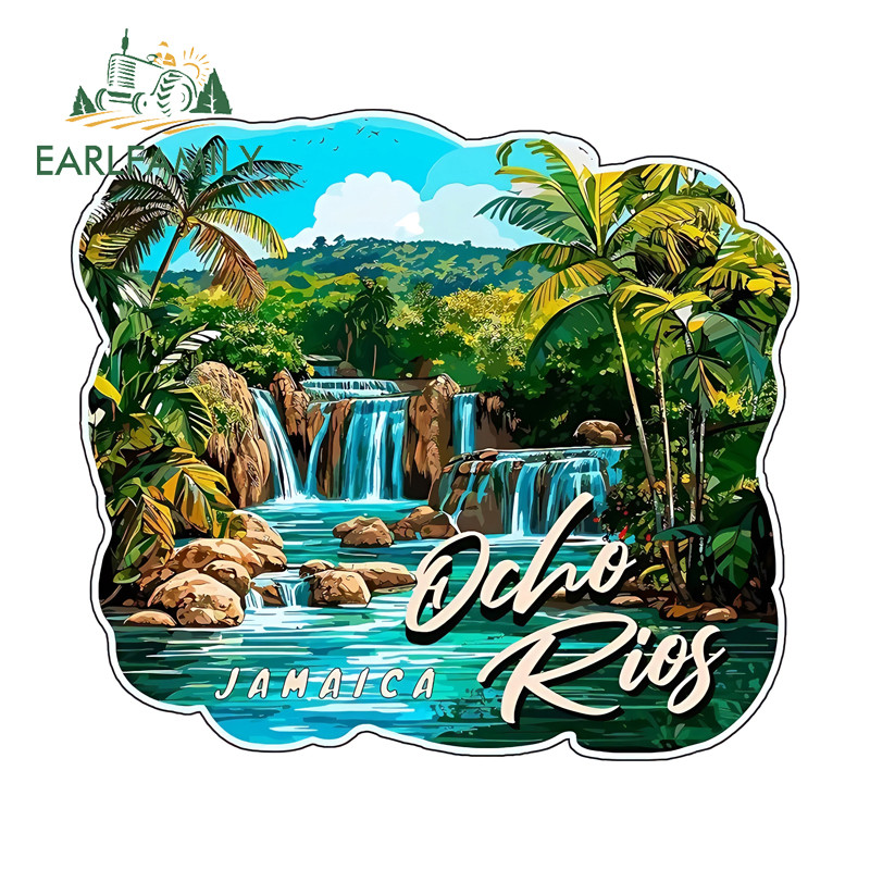 EARLFAMILY Ocho Rios Jamaica สติกเกอร์รถบุคลิกภาพรถจักรยานยนต์ Windows กระดานโต้คลื่นกันน้ํา PVC Dec