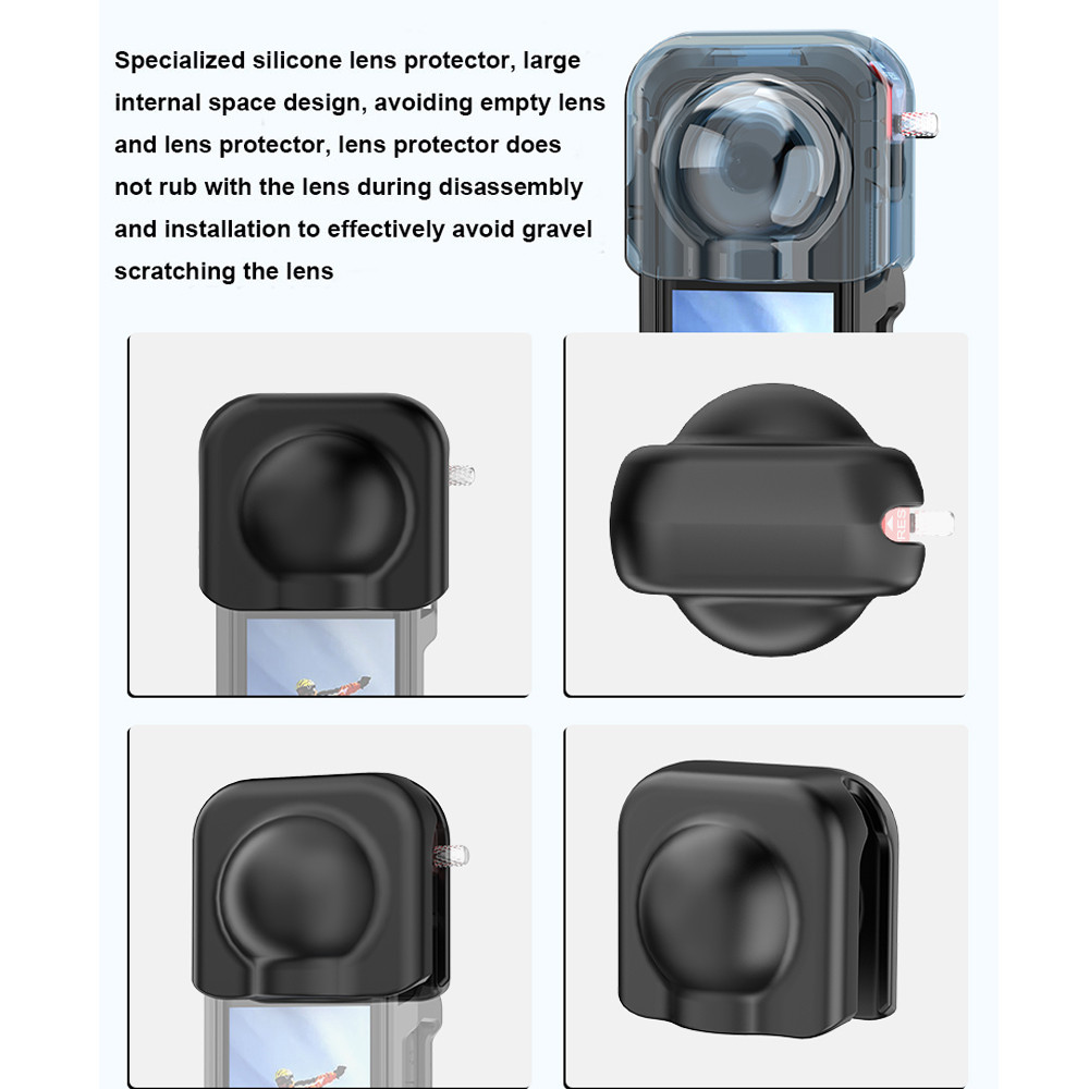 กรงกระต่ายอลูมิเนียมป้องกันกรณีสําหรับ อินสตาแกรม360 X5,มัลติฟังก์ชั่กรอบโลหะขยายอะแดปเตอร์เมาที่มีฝาครอบเลนส์สําหรับ อินสตาแกรม360 X5 กล้องแอ็คชั่นอุป