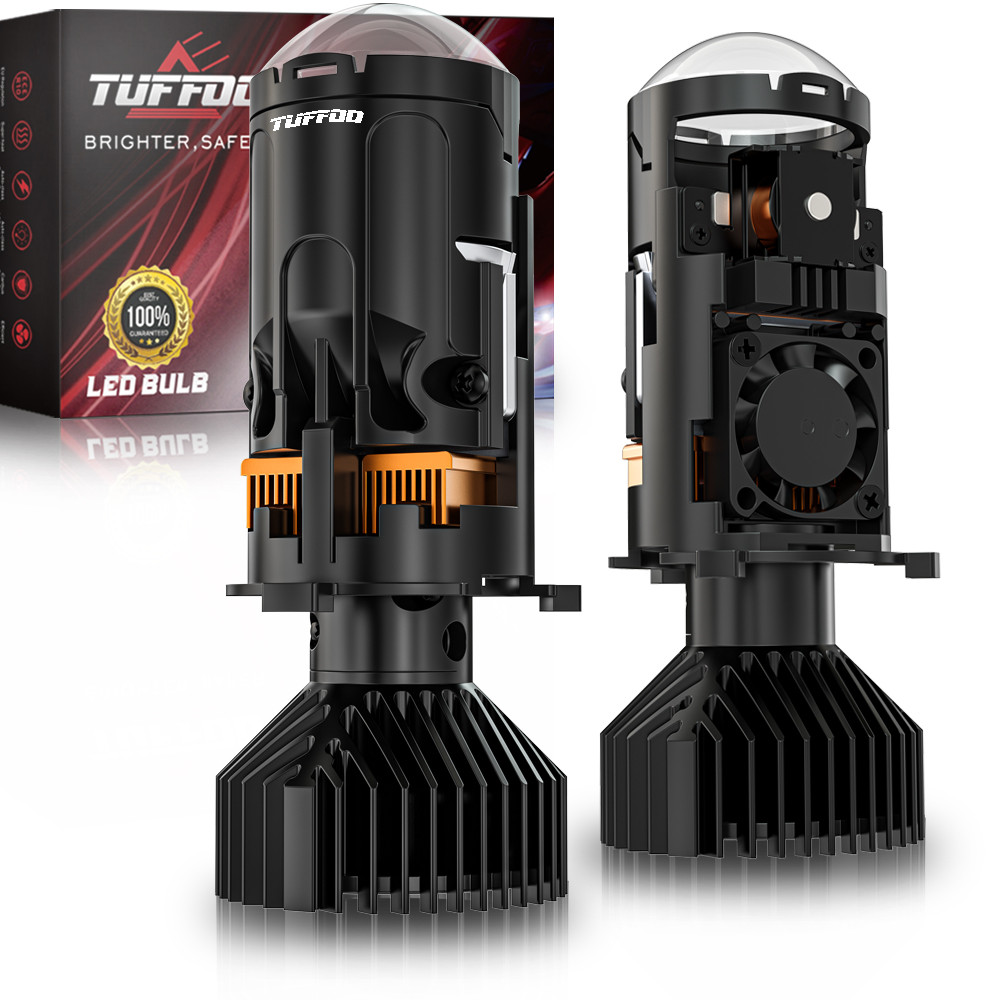 TUFFOO 1 คู่ P70 Mini H4 Bi LED โปรเจคเตอร์ไฟหน้าสําหรับรถยนต์ - 6000K สีขาว/4300K Warm White DC12V