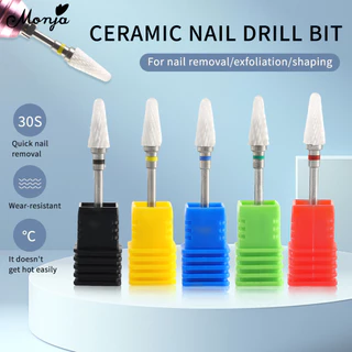 Monja หัวเจียรเซรามิคไฟฟ้า แบบเปลี่ยน สําหรับตกแต่งเล็บ Ceramic no heat hurt sanding drill bit tool