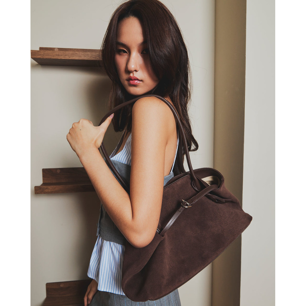 Aria Long Top Handle Suede Bag